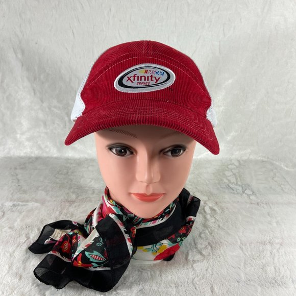 NASCAR Xfinity Series Corduroy Baseball Hat Comcast NBC Logo Maroon & White NEW - Picture 1 of 8